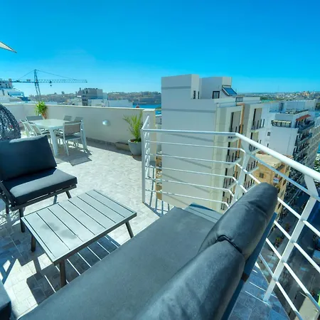 Roof Terrace, Seaview 3 Bedroom Penthouse Goslm-11 Apartment Sliema
